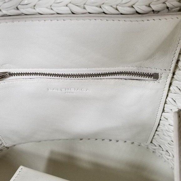 Balenciaga Tresse Calf Fringed Off White Leather Tote - Picture 5 of 13